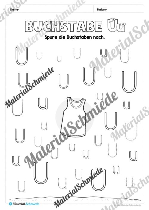Buchstabe U / u (25 Arbeitsblätter & Übungen) - Arbeitsblatt 05