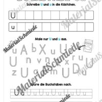 Buchstabe U / u (25 Arbeitsblätter & Übungen) - Arbeitsblatt 08