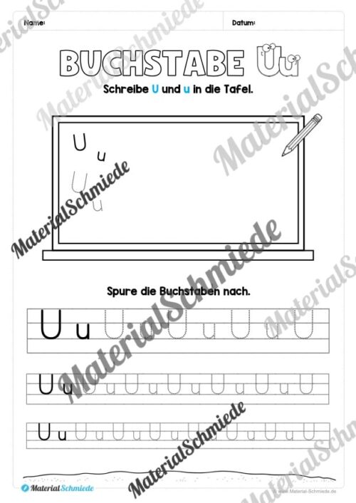 Buchstabe U / u (25 Arbeitsblätter & Übungen) - Arbeitsblatt 10