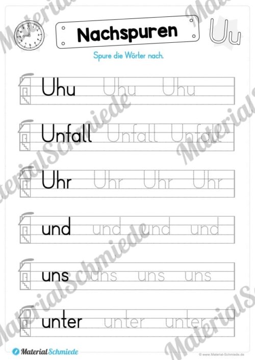 Materialpaket: Buchstabe U/u schreiben lernen (Vorschau 05)