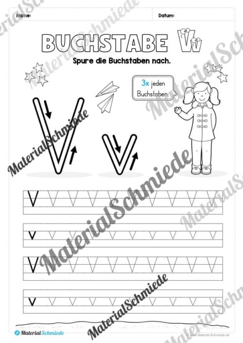 Buchstabe V / v (25 Arbeitsblätter & Übungen) - Arbeitsblatt 02
