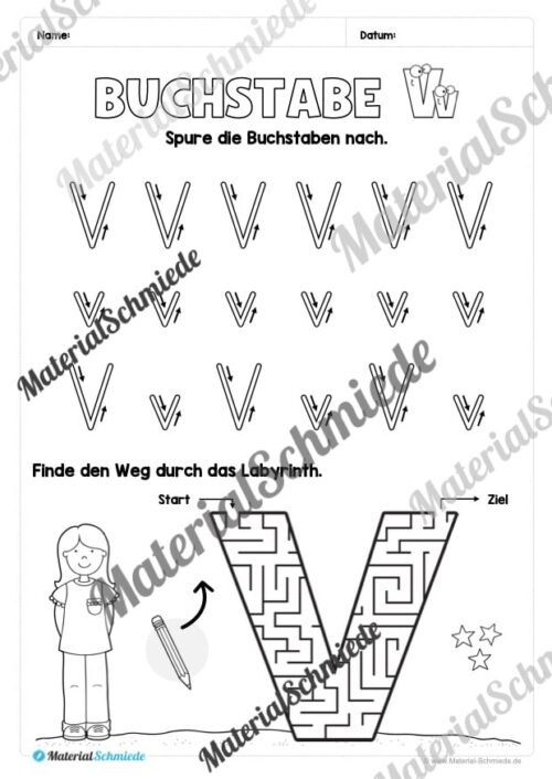 Buchstabe V / v (25 Arbeitsblätter & Übungen) - Arbeitsblatt 03