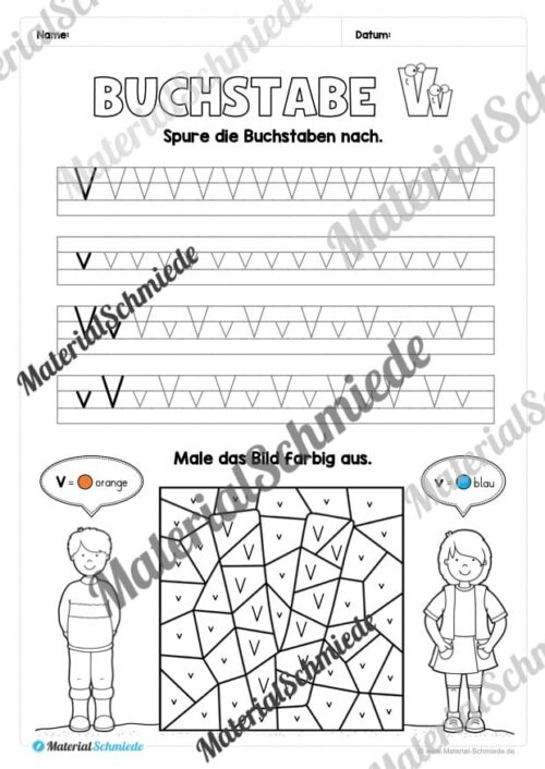 Buchstabe V / v (25 Arbeitsblätter & Übungen) - Arbeitsblatt 04
