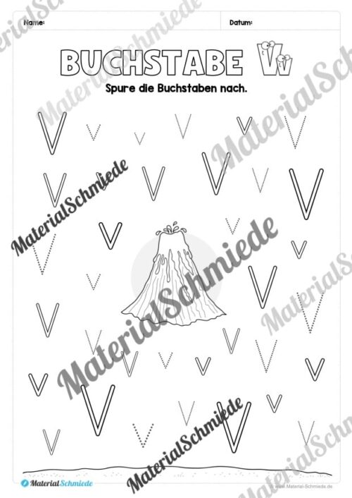 Buchstabe V / v (25 Arbeitsblätter & Übungen) - Arbeitsblatt 05