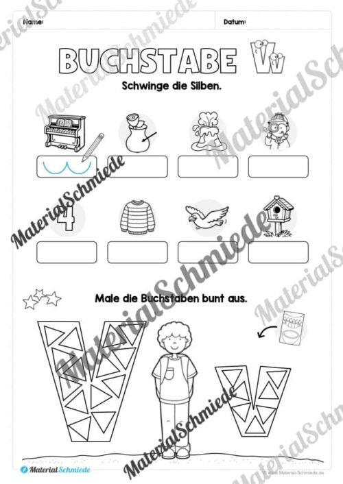Buchstabe V / v (25 Arbeitsblätter & Übungen) - Arbeitsblatt 07