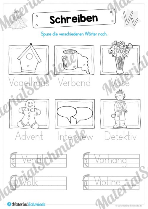 Materialpaket: Buchstabe V/v schreiben lernen (Vorschau 06)