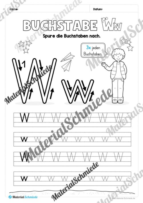 Buchstabe W / w (25 Arbeitsblätter & Übungen) - Arbeitsblatt 02