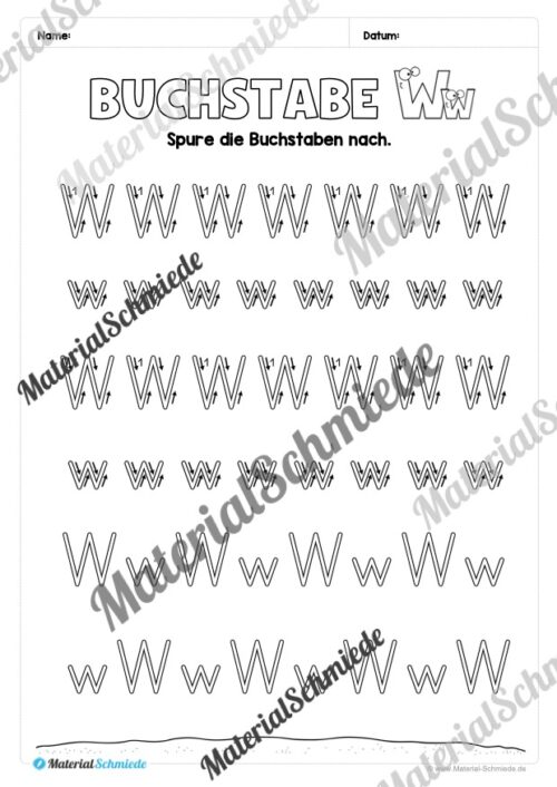 Buchstabe W / w (25 Arbeitsblätter & Übungen) - Arbeitsblatt 04