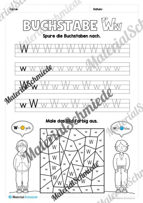 Buchstabe W / w (25 Arbeitsblätter & Übungen) - Arbeitsblatt 05