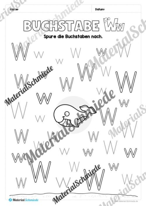 Buchstabe W / w (25 Arbeitsblätter & Übungen) - Arbeitsblatt 06