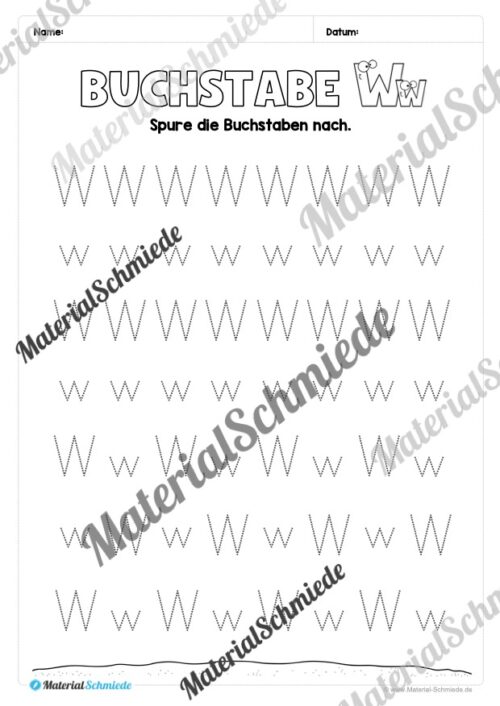 Buchstabe W / w (25 Arbeitsblätter & Übungen) - Arbeitsblatt 07