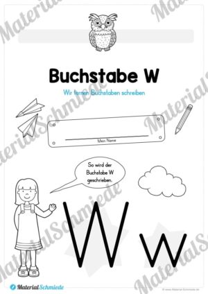 Materialpaket: Buchstabe W/w schreiben lernen (Vorschau 01)
