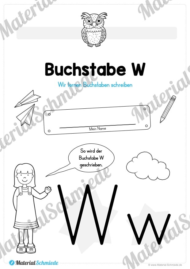 Materialpaket: Buchstabe W/w schreiben lernen (Vorschau 01)