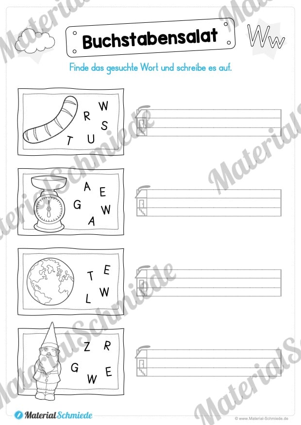 Materialpaket: Buchstabe W/w schreiben lernen (Vorschau 07)