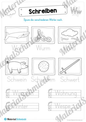 Materialpaket: Buchstabe W/w schreiben lernen (Vorschau 08)