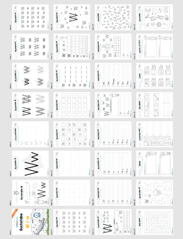 Materialpaket: Buchstabe W/w schreiben lernen (Überblick)