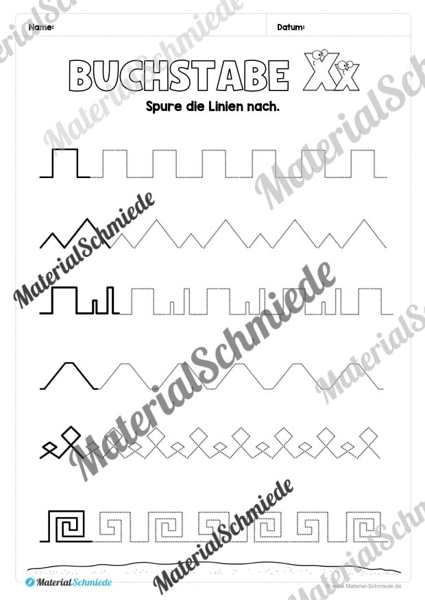 Buchstabe X / x (25 Arbeitsblätter & Übungen) - Arbeitsblatt 01