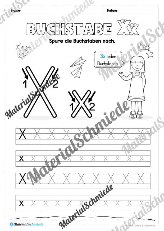 Buchstabe X / x (25 Arbeitsblätter & Übungen) - Arbeitsblatt 02