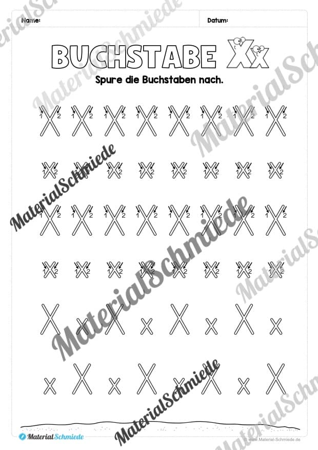 Buchstabe X / x (25 Arbeitsblätter & Übungen) - Arbeitsblatt 04