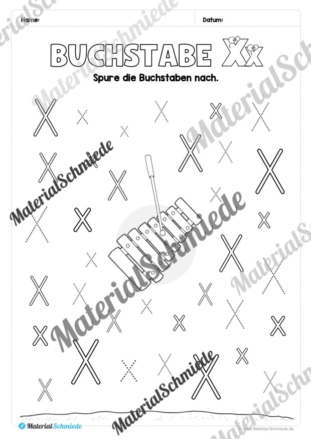 Buchstabe X / x (25 Arbeitsblätter & Übungen) - Arbeitsblatt 06