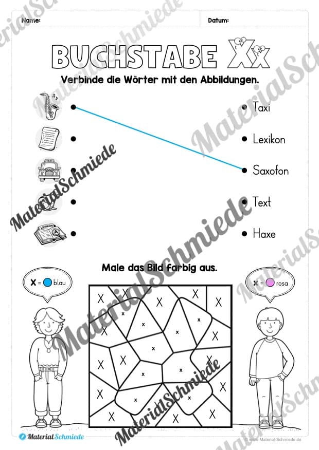 Buchstabe X / x (25 Arbeitsblätter & Übungen) - Arbeitsblatt 10