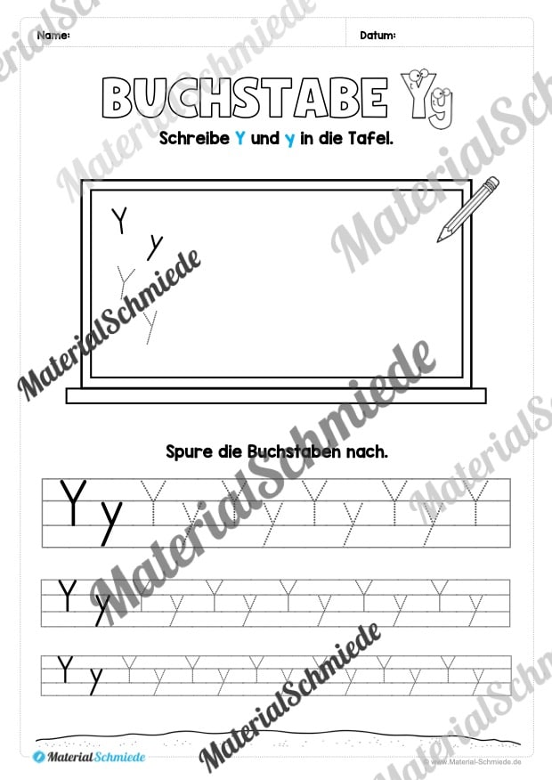 Buchstabe Y / y (24 Arbeitsblätter & Übungen) - Arbeitsblatt 07