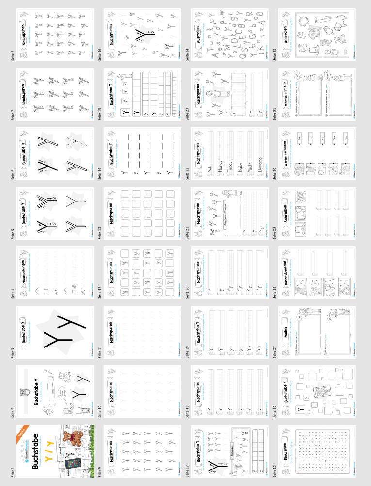 Materialpaket: Buchstabe Y/y schreiben lernen (Überblick)