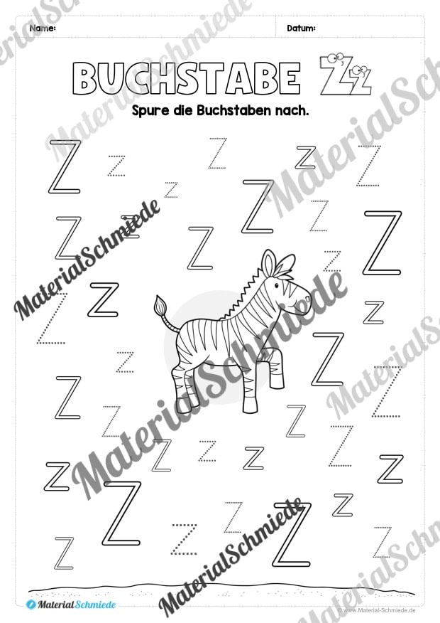 Buchstabe Z / z (25 Arbeitsblätter & Übungen) - Arbeitsblatt 06