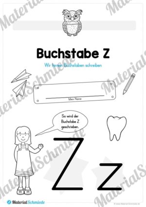 Materialpaket: Buchstabe Z/z schreiben lernen (Vorschau 01)