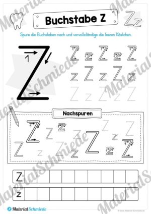 Materialpaket: Buchstabe Z/z schreiben lernen (Vorschau 04)
