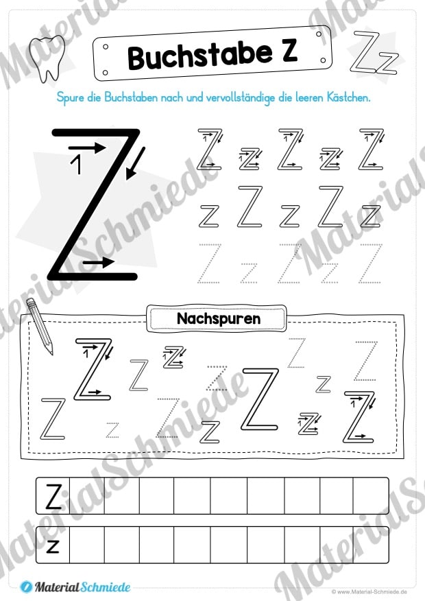 Materialpaket: Buchstabe Z/z schreiben lernen (Vorschau 04)