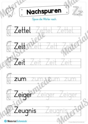 Materialpaket: Buchstabe Z/z schreiben lernen (Vorschau 05)