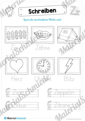 Materialpaket: Buchstabe Z/z schreiben lernen (Vorschau 07)