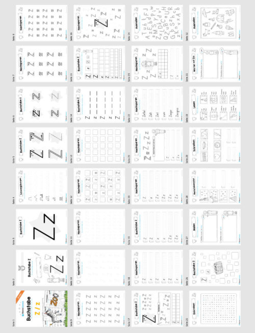 Materialpaket: Buchstabe Z/z schreiben lernen (Überblick)