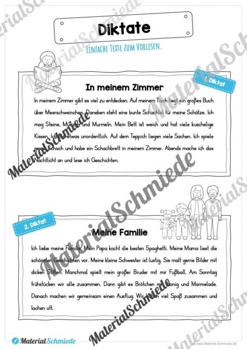 10 Diktate (verschiedene Themen) - Arbeitsblatt 01