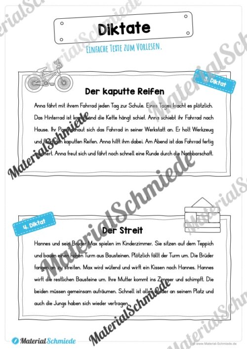10 Diktate (verschiedene Themen) - Arbeitsblatt 02