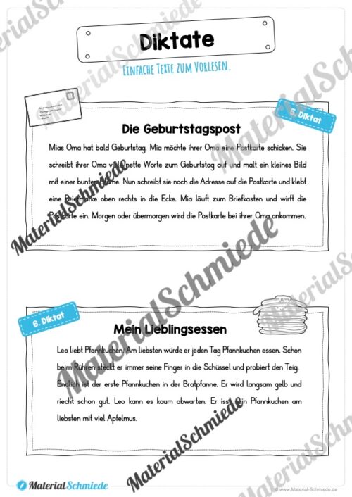 10 Diktate (verschiedene Themen) - Arbeitsblatt 03