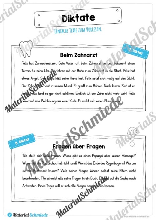 10 Diktate (verschiedene Themen) - Arbeitsblatt 04