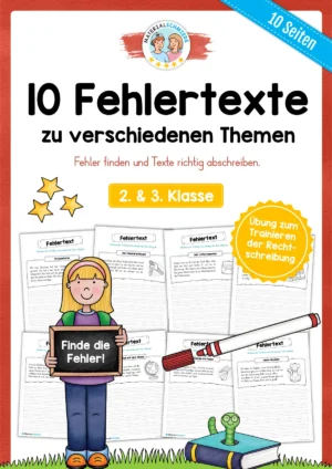 10 Fehlertexte: Verschiedene Themen (2. & 3. Klasse)
