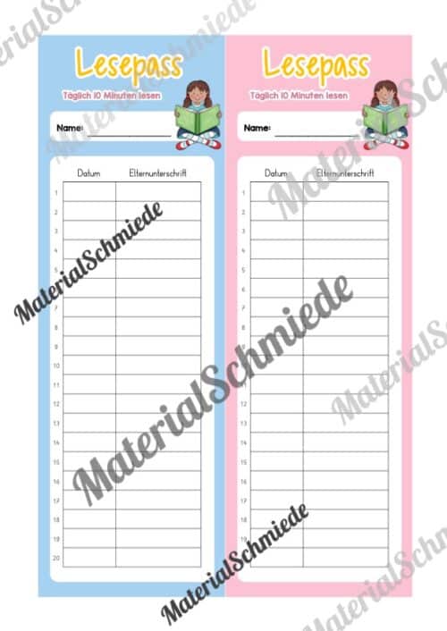 Lesepass & Leseurkunde (Arbeitsblatt 02)