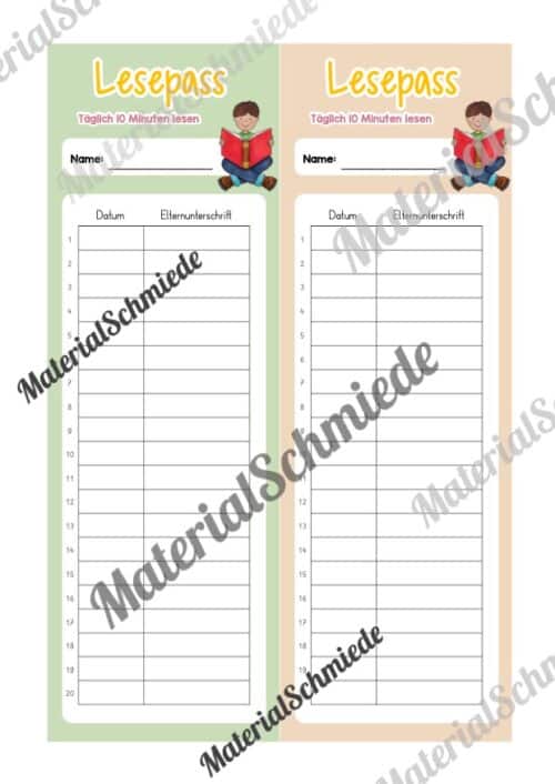 Lesepass & Leseurkunde (Arbeitsblatt 05)