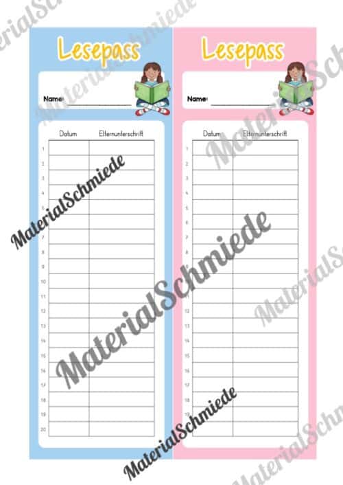 Lesepass & Leseurkunde (Arbeitsblatt 06)
