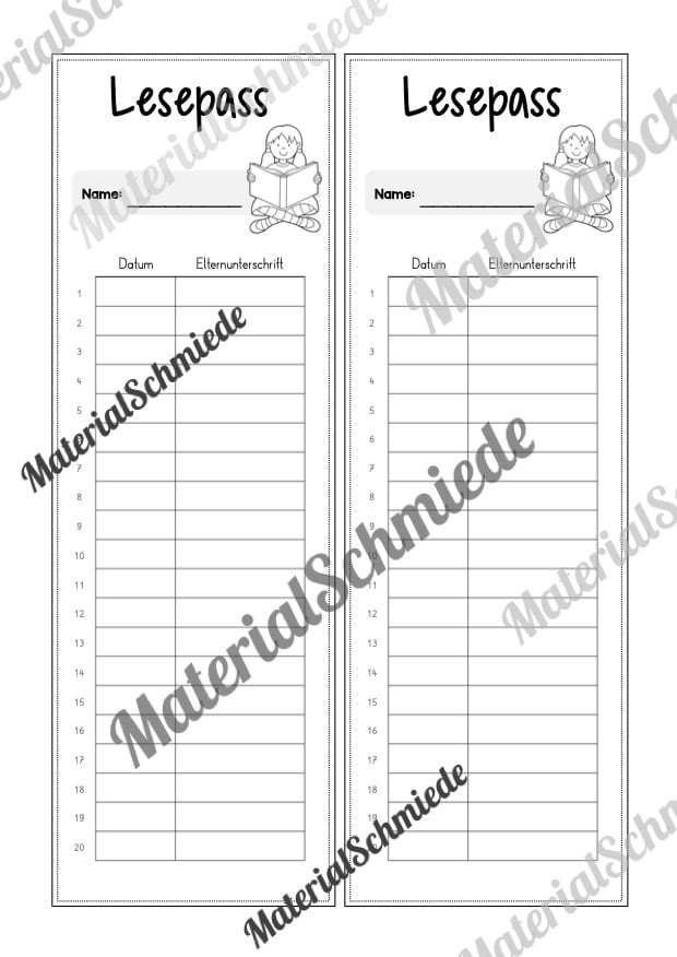 Lesepass & Leseurkunde (Arbeitsblatt 15)
