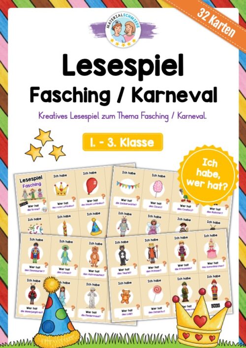 Lesespiel: Fasching / Karneval (Ich habe, wer hat...)