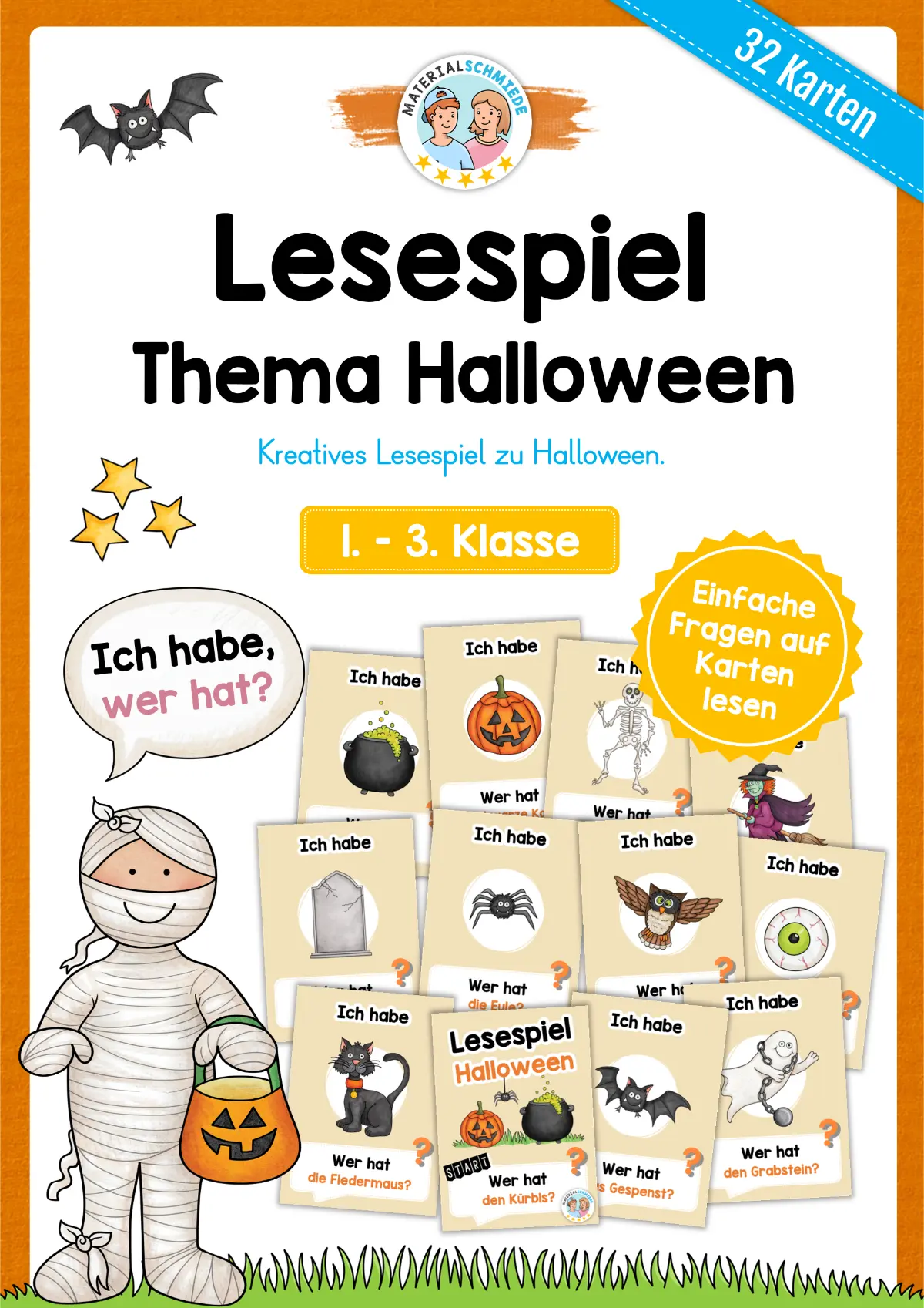 Lesespiel: Thema Halloween (Ich habe, wer hat...) - 1. - 3. Klasse