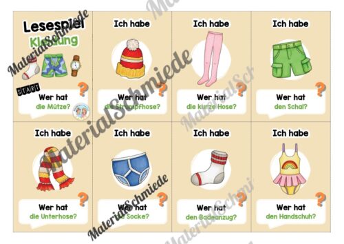 Lesespiel: Kleidung (Ich habe, wer hat...) - Vorschau 01