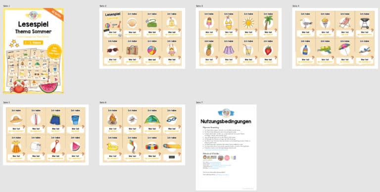 Lesespiel: Thema Sommer (Ich habe, wer hat…) – Überblick