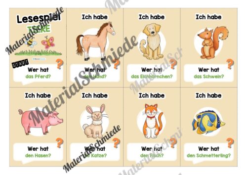 Lesespiel: Tiere (Ich habe, wer hat...) - Vorschau 01