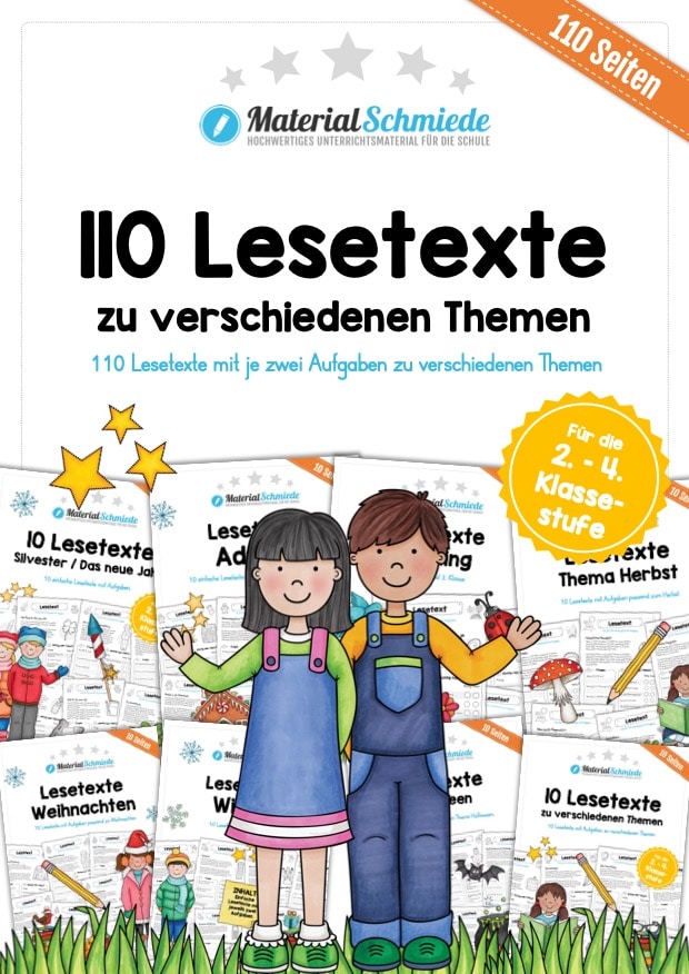 110 Lesetexte für Kinder (mit Aufgaben)