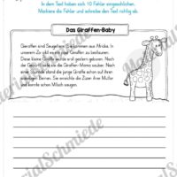 10 Leseübungen: Thema Tiere (Lesen & Verstehen) - Fehlertext